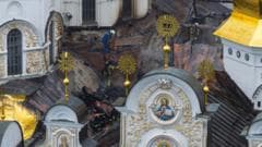 Russian strikes kill 11 and set historic cathedral in Kyiv ablaze