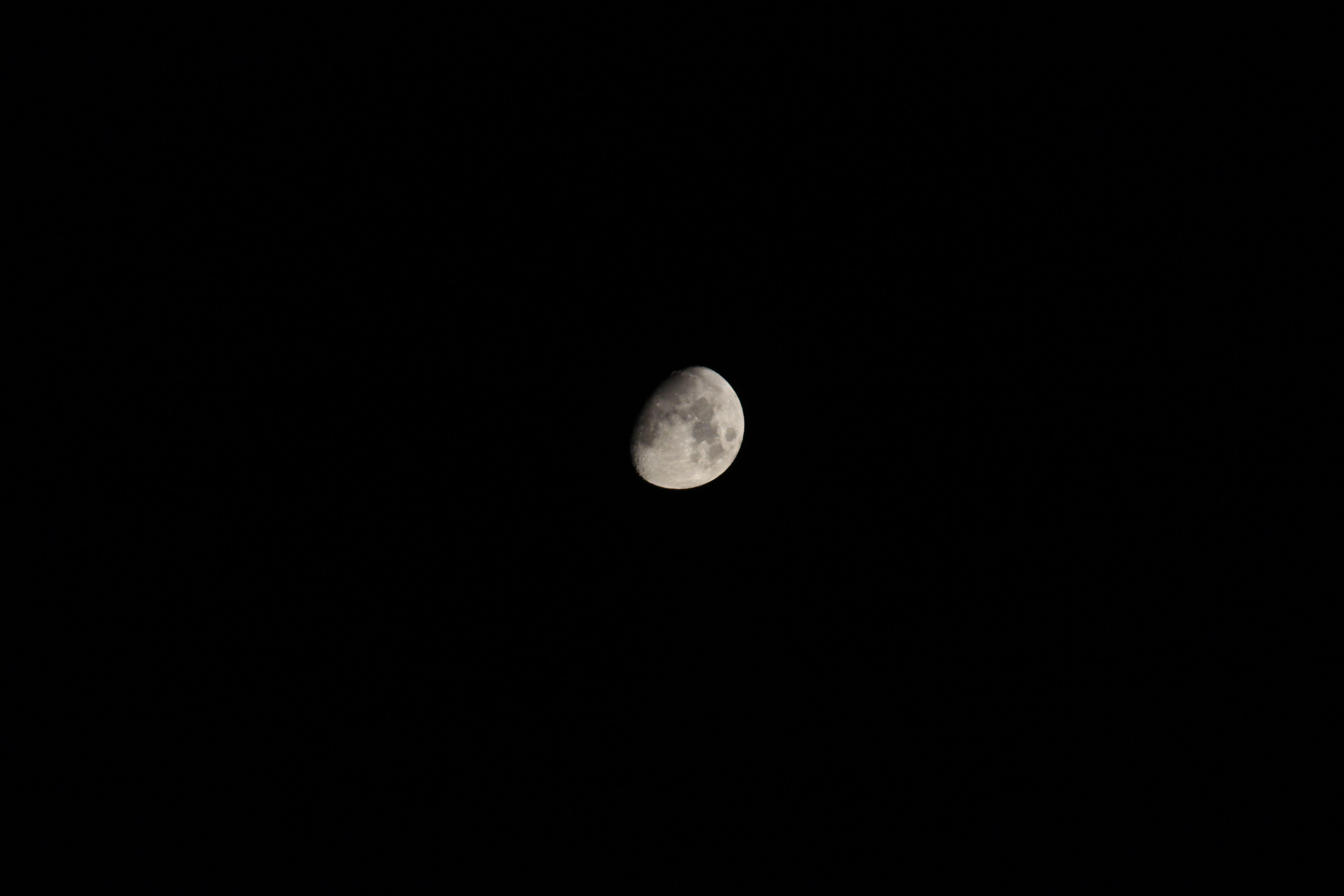 A stark image of a crescent moon set against a black night sky.