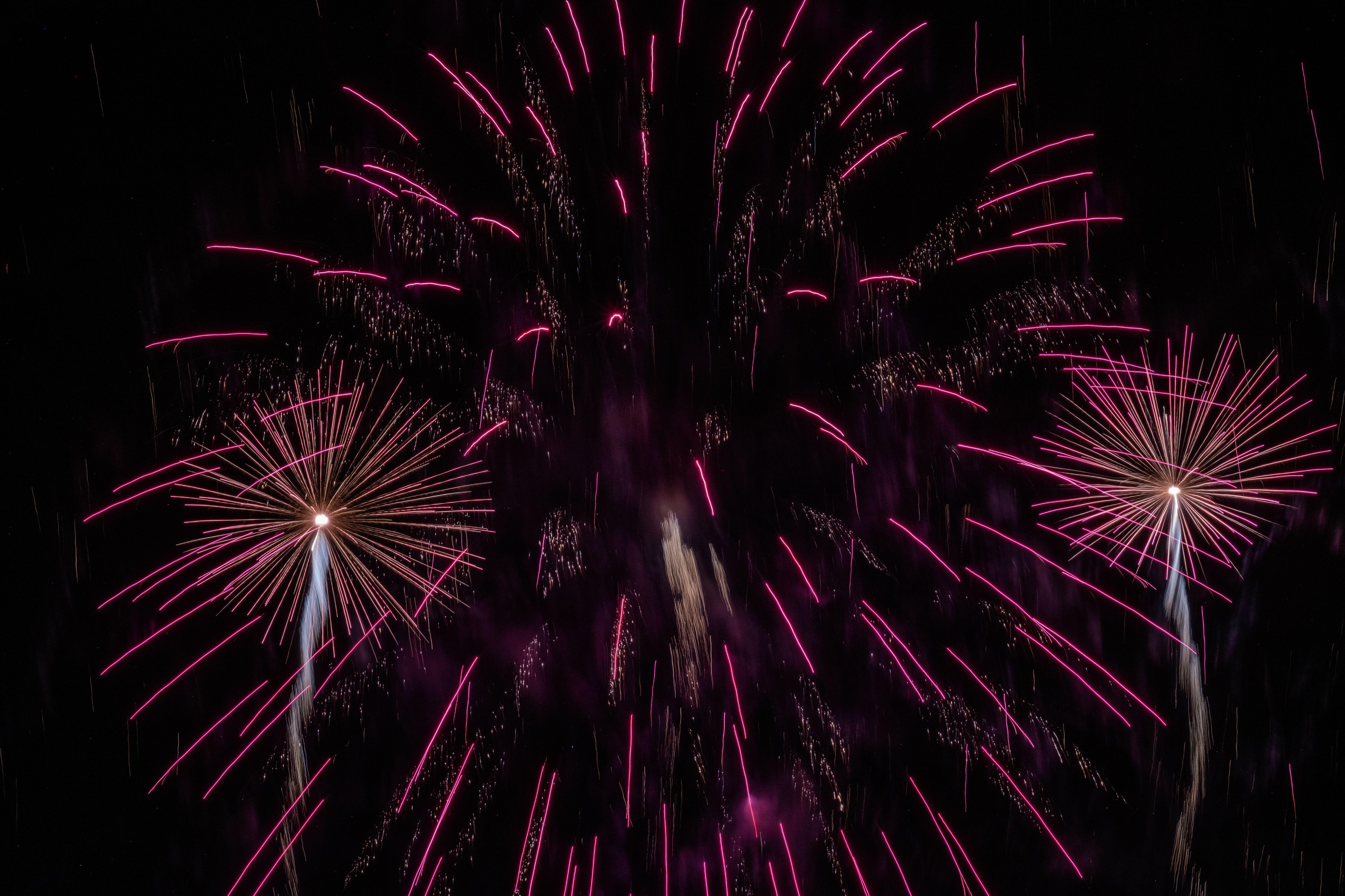 A spectacular fireworks display with vibrant colors lighting up the night sky.