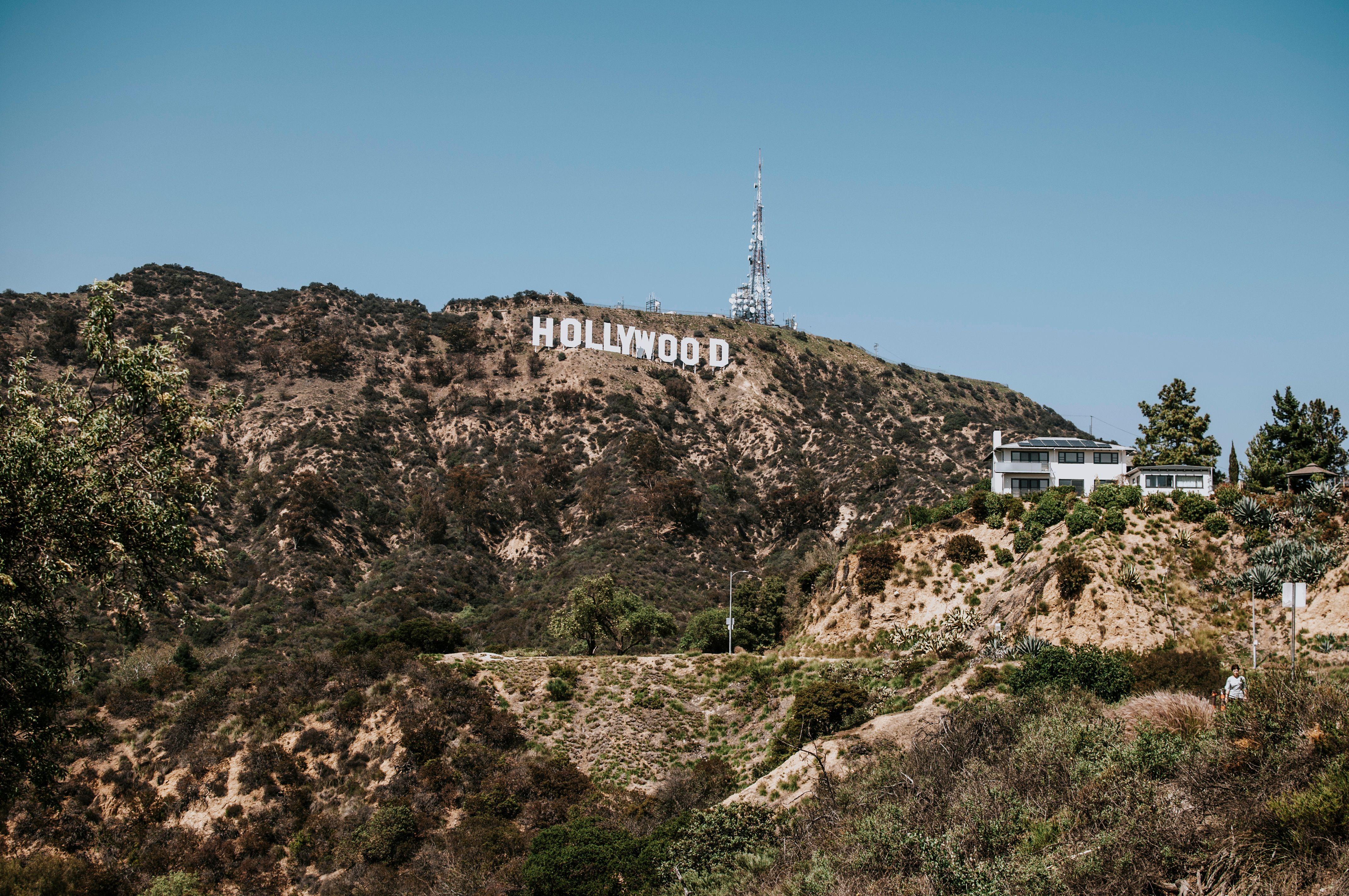 Scenic view of the Hollywood Sign on a clear day in Los Angeles, California.