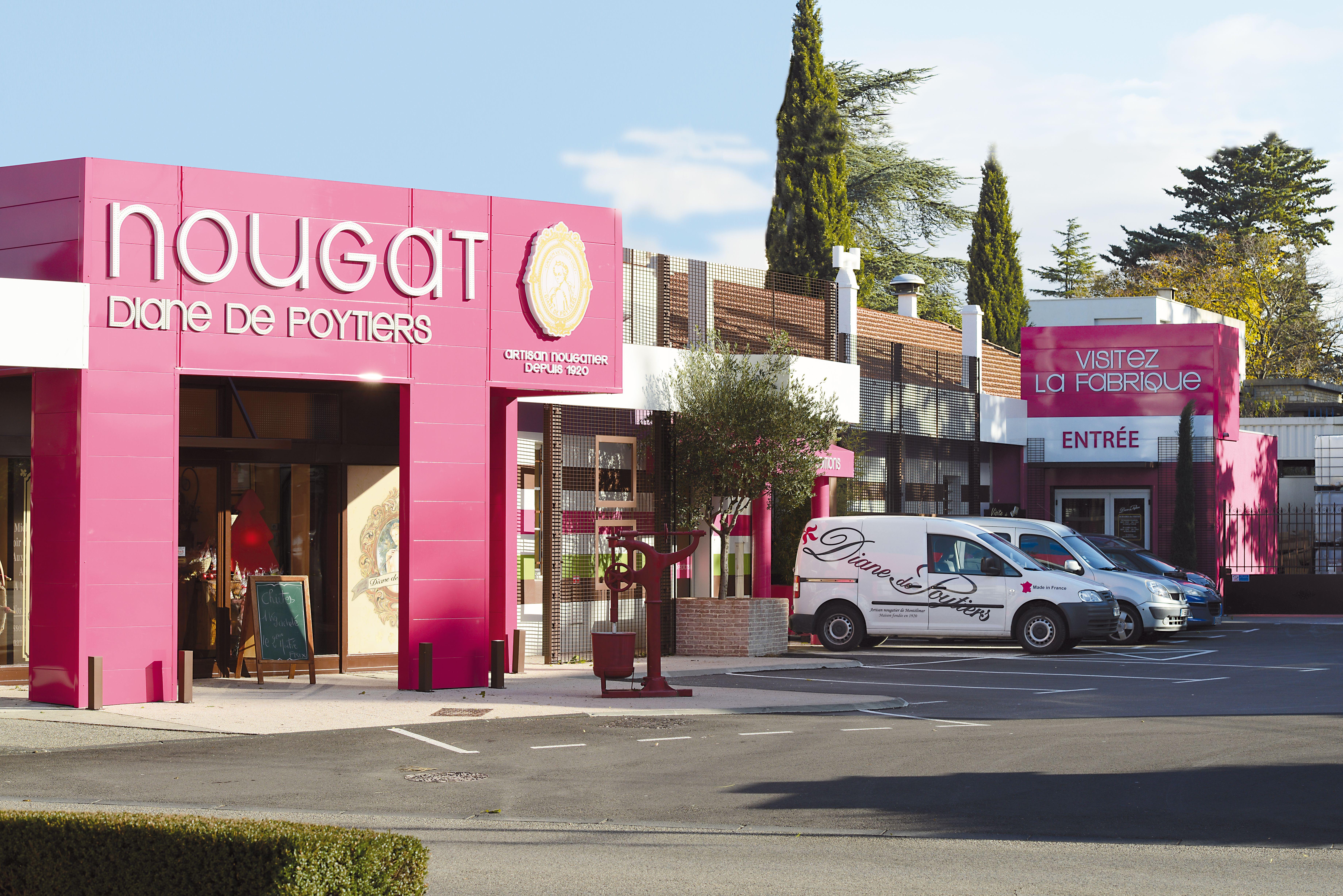 Exterior view of the Diane de Poytiers nougat factory in Montélimar.