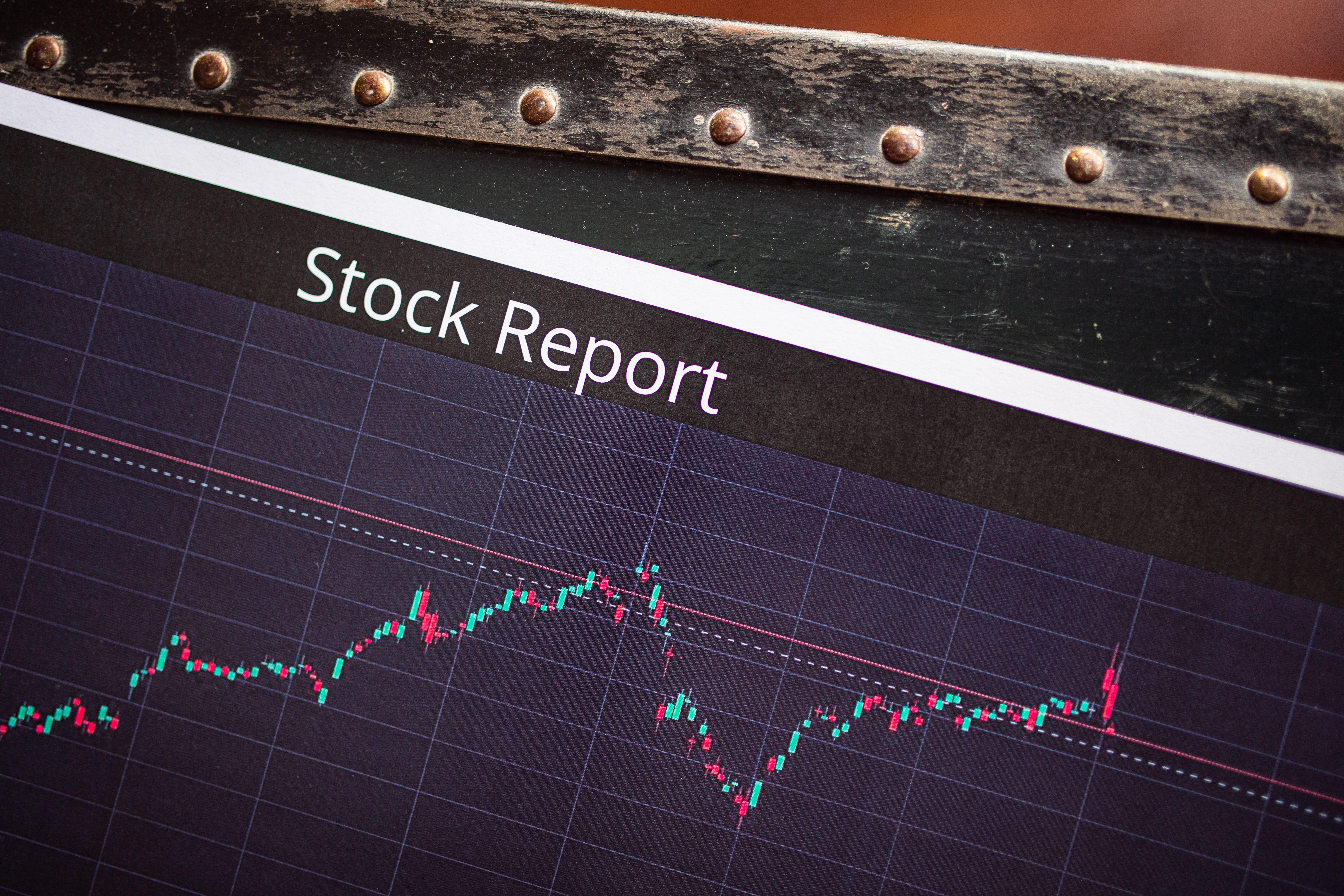 Detailed view of a stock report displaying a market performance graph with data trends.