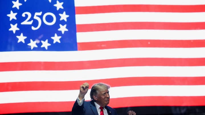 Trump opens 250th US birthday party with a campaign-style rally
