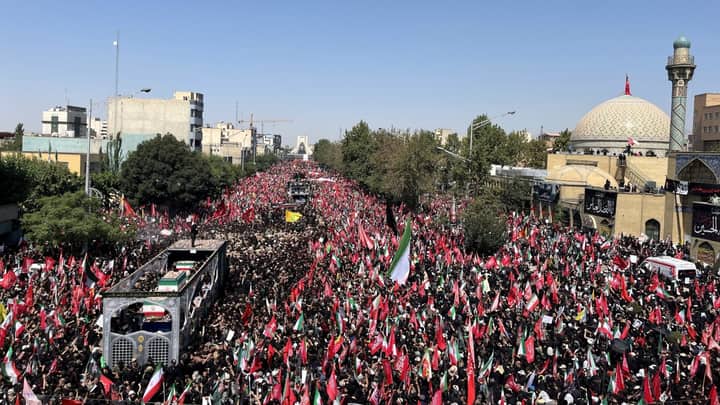 Crowds of mourners gather in Tehran for Khamenei funeral procession