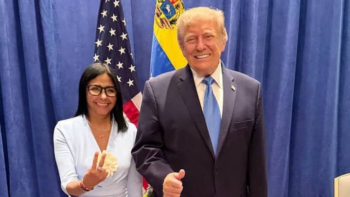 Exiled opposition leader tries to enter Venezuela as Rodriguez meets Trump in US
