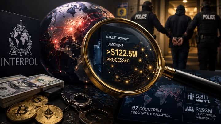 One crypto wallet tied to a 20-year-old fraudster processed over $122M before Interpol closed in