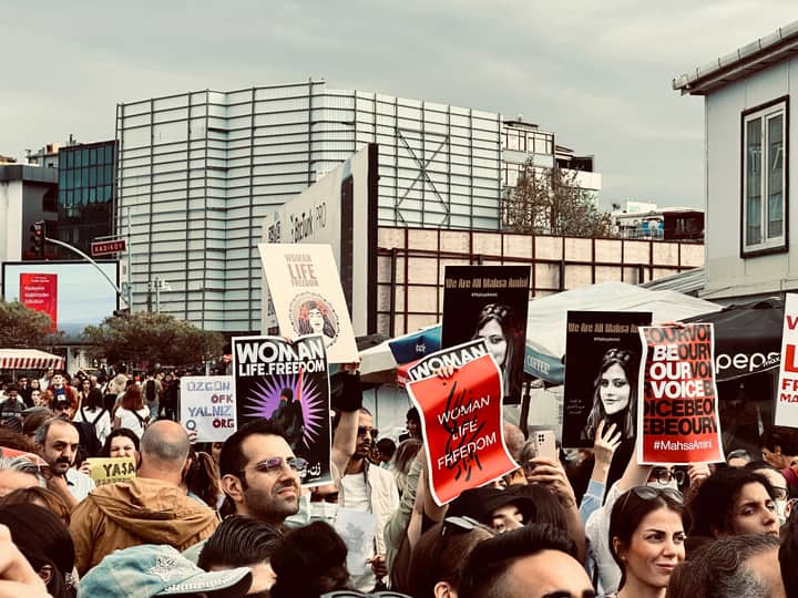 A powerful demonstration in Istanbul advocating for women's rights and freedom.