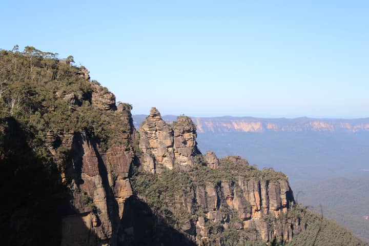 Stunning view of the Three Sisters rock formation in Blue Mountains, Katoomba, Australia.