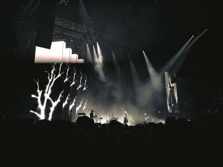 Engaging night concert with lights, smoke, and audience in Amsterdam.
