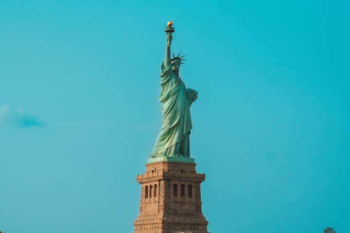 The iconic Statue of Liberty stands tall in New York City, a symbol of freedom and hope.