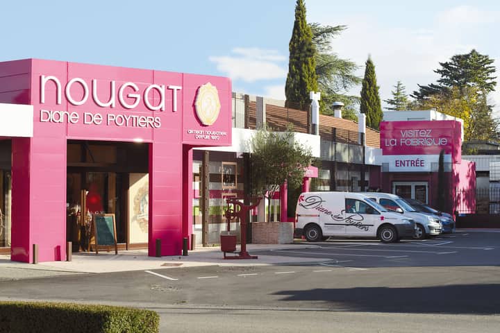 Exterior view of the Diane de Poytiers nougat factory in Montélimar.