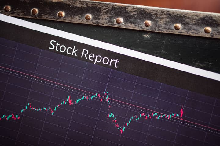 Detailed view of a stock report displaying a market performance graph with data trends.