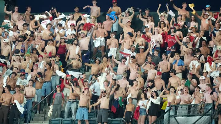 Red Sox fans shed shirts in numbers as part of largest 'tarps off' demonstration in history of movement
