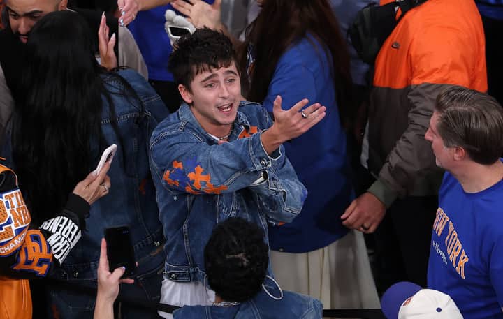 Timothée Chalamet lost his shit at the New York Knicks record-breaking NBA Finals comeback last night